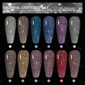 JTING Nuevo y Popular Esmalte de Gel con Diamantes Brillantes y Reflectantes, 12 Colores, Esmalte de Uñas con Efecto Flash Reflectante OEM - Product Image 4
