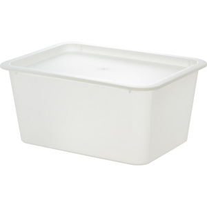 Desktop Storage Box Plastic With Lid Stackable <b>Rectangle</b> Frosted White Organizers - Product Image 1