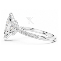 Bague de fiançailles de luxe en or massif 14 carats avec diamant de laboratoire taille marquise E VVS2 certifié IGI, sertie pavé et monture à 6 griffes