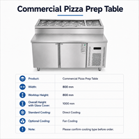 Plan de travail commercial pour la préparation de pizzas en acier inoxydable avec réfrigérateur et contrôle numérique pour la restauration
