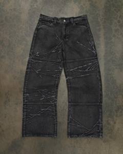 Celana jins pria kustom, celana Denim pria ketat, celana jins longgar, celana jins kaki lebar, celana jins pria kustom, pakaian jalanan pria - Product Image 4