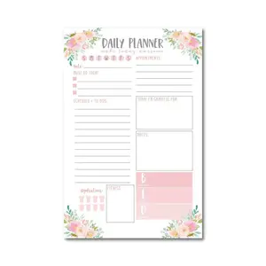 Eco-Friendly Stationery Paper Pink Floral Notepads Custom Logo Printed Weekly Daily Planner A4 A5 A6 Size To Do List Notepad