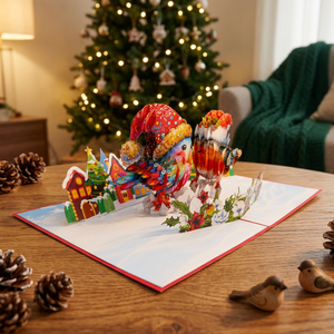 Gnomes de Noël en papier lavable faits à la main, personnalisables (couleur et taille), best-seller, tendance, cadeau Hanoï, carte pop-up animale - Product Image 6