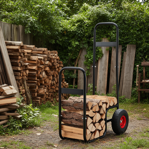 Carretilla para Leña de Metal con 2 Ruedas y Neumáticos de Goma Resistentes al Desgaste para Uso en Exteriores - Product Image 2
