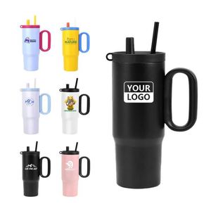 Customizable Double Wall Stainless Steel Vacuum Insulated Coffee Cup with <b>Straw</b> Custom logo Tumbler Lids Travel Mug - Product Image 6