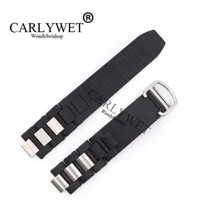 En Stock en EE. UU. y Libre de Impuestos para <span class=keywords><strong>Cartier</strong></span> 21 W10198U2 W10125U2 W10197U2 W10184U2 Correa de Reloj de <span class=keywords><strong>Caucho</strong></span> Negro de 20mm con Cierre Plateado - Product Image 2