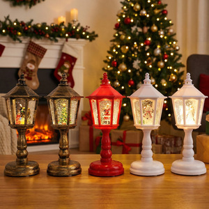 Vintage Christmas Water Swirl Glitter Lantern Battery Operated Table Lamp Holiday Decoration Present - Product Image 1