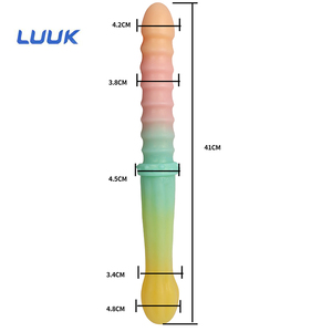 LUUK Silicone liquide Super doux Phoenix couleur gode Double têtes pénis réaliste en caoutchouc coq pour jouet sexuel lesbien - Product Image 6