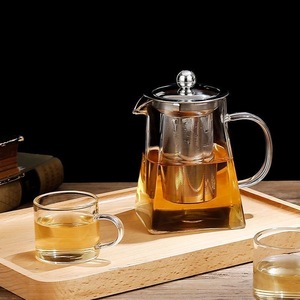 Thủy tinh BoroSilicate cao ấm trà đặt với nắp thép không gỉ & Kung Fu trà Infuser trà Chậu & ấm với bộ lọc trà - Product Image 2