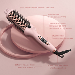 <span class=keywords><strong>Brosse</strong></span> ronde <span class=keywords><strong>chauffante</strong></span> 3 en 1, <span class=keywords><strong>brosse</strong></span> à <span class=keywords><strong>cheveux</strong></span> ionique pour boucler, <span class=keywords><strong>brosse</strong></span> ronde thermique infrarouge pour femmes - Product Image 5