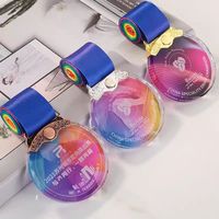 Médaille en cristal personnalisée, ronde, facettée, vide, pour champion, finaliste, MVP, sport, or, argent, bronze, en stock