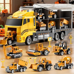 Bán Buôn Xây Dựng Xe Đồ Chơi Set Với 6Pcs Xe Ma Sát Powered Xe Tải Trong Một Lưu Trữ Container Xe Tải Cho Bé Trai Món Quà - Product Image 4