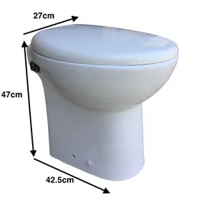 Portable 12V boat RV macerator toilet bowl one piece white
