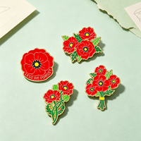 Broches XR en gros, épingles personnalisées en émail, broches de mode, broche fleur de souvenir coquelicot, en vrac, badges de revers en métal pour femmes