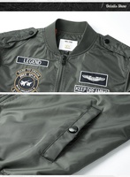 Letterman veste patchs personnalisé NASA patchs Slim Fit coupe-vent utilitaire pilote Cargo manteau hommes MA1 Bomber veste Logo personnalisé