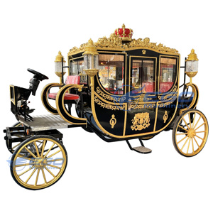 Nouvelle calèche royale noire et or classique, vente flash, calèche royale de luxe pour mariage et visites touristiques - Product Image 1