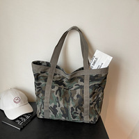 Sac fourre-tout en toile camouflage léopard, fermeture éclair durable, double bretelles, léger, grande capacité, pour femmes, voyages en plein air