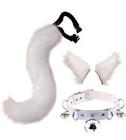Yihaoyi Ensemble 3 pièces pour enfants en fausse fourrure : Collier ras-du-cou réglable, Queue de renard, Bandeau oreilles et Épingle à cheveux pour Costume de Cosplay d'Halloween