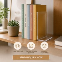 Lot d'entretoises à livres transparentes en acrylique en forme de L, support de bureau moderne et clair pour étagère, organisateur de livres pour la maison et le bureau, 6 mm
