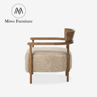 Fauteuil d'appoint moderne en bois massif et tissu Teddy Sherpa, chaise rembourrée pour salon, chambre à coucher, mobilier de maison