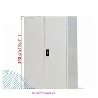 2 Door Middle Height Metal Storage Cupboard Filing Cabinet Grey With 3 Adjustable shelf