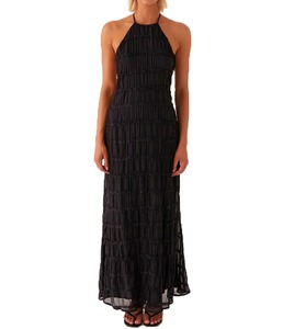 فستان ماكسي فاخر للنساء بياقة هالتر من الشيفون المطوي، مناسب للشاطئ والإجازات وحفلات الزفاف أو الارتداء اليومي - Product Image 5