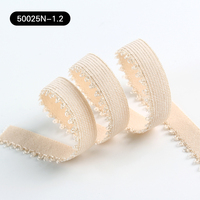 Bretelles de soutien-gorge en spandex à chevrons, élastiques, en tissu doux et moelleux, avec bordure en nylon à picots couronnés, pour la finition des ourlets de tenues