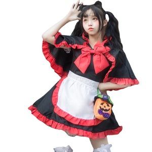 Halloween Maid Cosplay Costume Women Red Black Dress Anime Role Play Outfit Spring 2023 Polyester Fiber 14 Years Up - Product Image 5