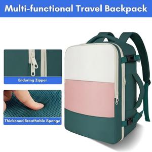 Sac à dos de voyage pour femme, rose crème et vert, pour ordinateur portable 15,6 pouces, fabricant - Product Image 5