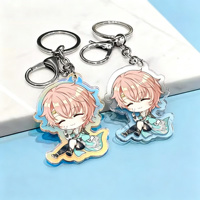 Porte-clés personnalisé en acrylique avec photo, portrait de dessin animé personnalisé, imprimé double face, pour cadeaux de couple, vente en gros