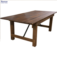 Table Pliante Rustique de Ferme en Bois de Pin Ancien pour Hôtels et Événements, Table d'Extérieur Solide