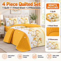Lot de 4 pièces de literie matelassée, couvre-lit doux pour chambre à coucher, prêt à être expédié