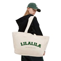 Meilleure Vente en Gros Sac Cabas Personnalisé Pliable Réutilisable en Toile Grande Taille pour Courses Plage Femmes, avec Logo
