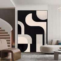 Carreaux personnalisés pour décoration intérieure Pizza Noir et Blanc Peintures abstraites Imprimés Art mural moderne Peintures sur toile