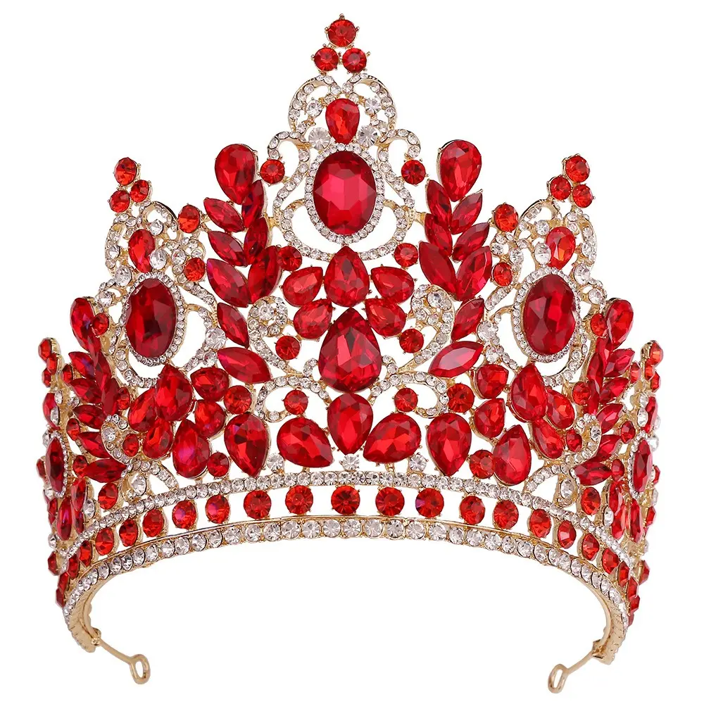 HP404 Silver Decorative Metal Tall Tiara Diamond Large Queen Birthday Wedding Headpiece Bride Miss Universe Pageant Crown