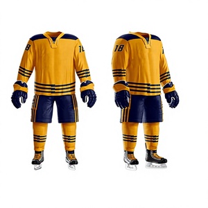 Uniforme de Hockey sobre Hielo Personalizado LONG MISSION INDUSTRY, Conjunto Blanco y Dorado con Impresión por Sublimación, Jersey Transpirable de Poliéster para Hombre, Uniforme de Equipo para Adultos - Product Image 5