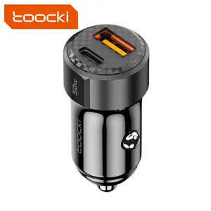 Toocki Mini Size 50w High Power Fast Charging Type C Car Charger Usb Car Charger For Car