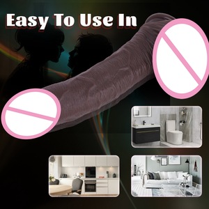 Juguetes Sexuales, Dildo de Silicona Negra, Doble Dureza, Ventosa, Pene Artificial Realista y Suave para Masturbación Femenina y de la Misma Lengua Sexual - Product Image 5