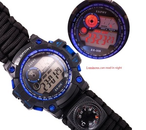 7 in 1 Multifunction Luminous Adjustable <strong>Survival</strong> <strong>Watch</strong> Waterproof Bracelet <strong>Watch</strong> with Compass Whistle Thermometer - Product Image 3