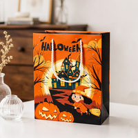 Sac cadeau d'Halloween en papier, motifs citrouille et chauve-souris, pour bonbons, friandises, snacks, sacs de collecte de bonbons, designs variés, logo personnalisé, vente en gros