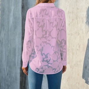 Chemisier ample décontracté en mousseline de soie jacquard imprimé pour femme grande taille – Tendance - Product Image 3