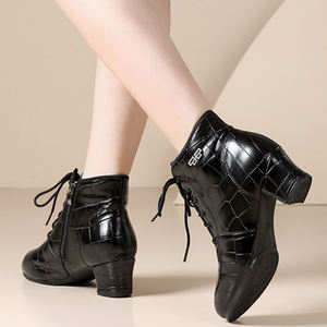 Gao Bang รองเท้าเต้นสมัยใหม่สำหรับผู้หญิง, รองเท้าบูตเต้นงานบอลรูมทรงสี่เหลี่ยมพื้นนุ่มทำจาก PU - Product Image 6