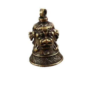 Laiton Triple Lion Bell Vintage Porte-clés Pendentif De Bon augure Vintage Laiton Cloche Pendentif