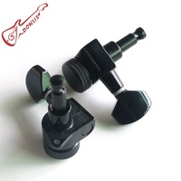 For MH131 Black Metal Precise Brass Core Gear Locking Guitar Machine Heads Small Handle Tuners Durable 10mm Hole Compatible