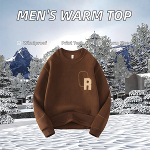 Felpa da uomo stampata alla moda invernale all'ingrosso girocollo doppio lato in <span class=keywords><strong>pile</strong></span> interno con fondo spesso e caldo - Product Image 2