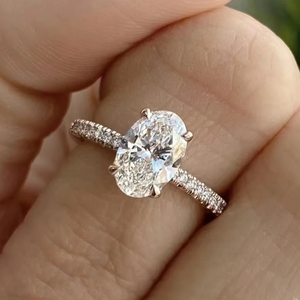 カスタム14k 18kホワイトゴールドリング婚約指輪IGI認定HPHT DEFラボ栽培ダイヤモンドジュエリー - Product Image 2