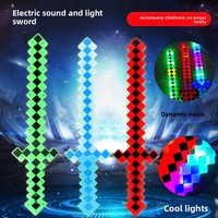 Nouveau sabre laser LED au design créatif, jouet lumineux en plastique, mosaïque Minecraft, épées clignotantes avec son