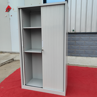 Armoire de classement en acier pour bureau, porte à enroulement en acier, armoire métallique à tambour, armoire en fer avec 4 étagères réglables