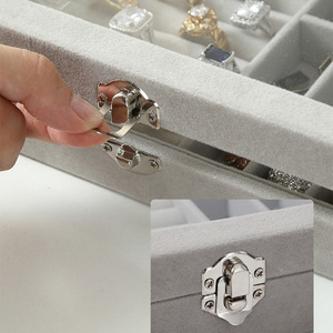 Velvet Jewelry Box Gray Beige Flip <b>Top</b> Ring Necklace <b>Earring</b> Storage Organizer Dustproof Jewelry Case - Product Image 3