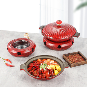 เครื่องครัวอลูมิเนียมอัลลอยด์พร้อมหูคู่เครื่องครัวฉนวนแอลกอฮอล์สำหรับร้านอาหารหม้อซุปไฟพร้อมฝาปิด - Product Image 1